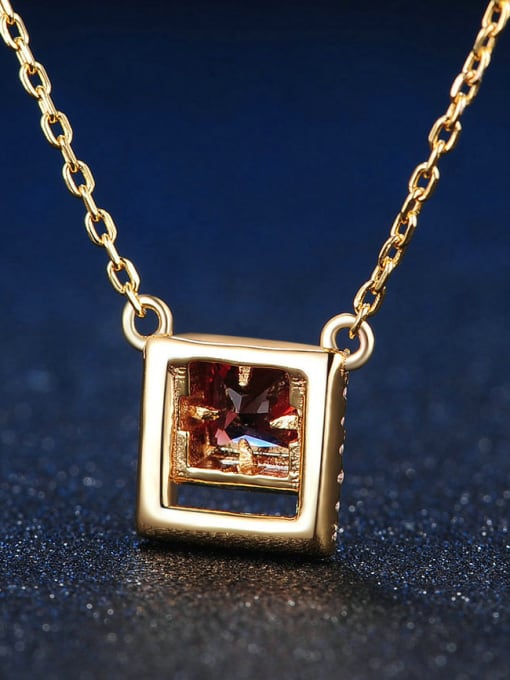 ZK 14K Gold Plated Women Square Shaped Necklace 3