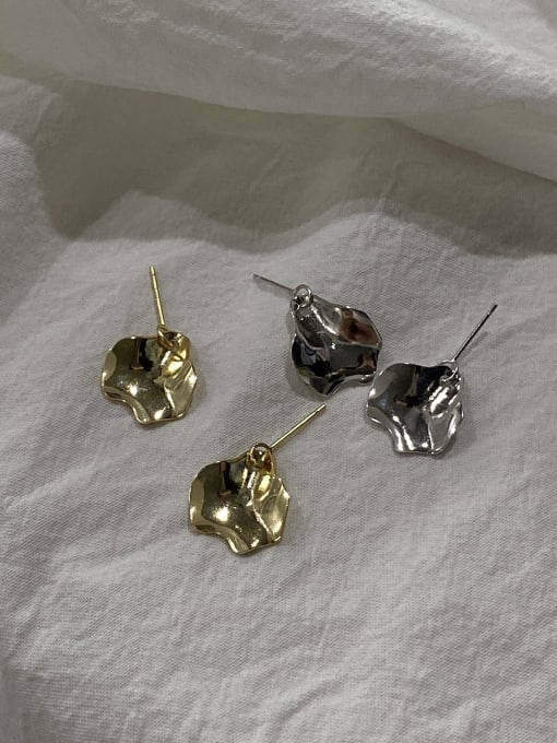 Boomer Cat 925 Sterling Silver With Gold Plated Simplistic Geometric Drop Earrings