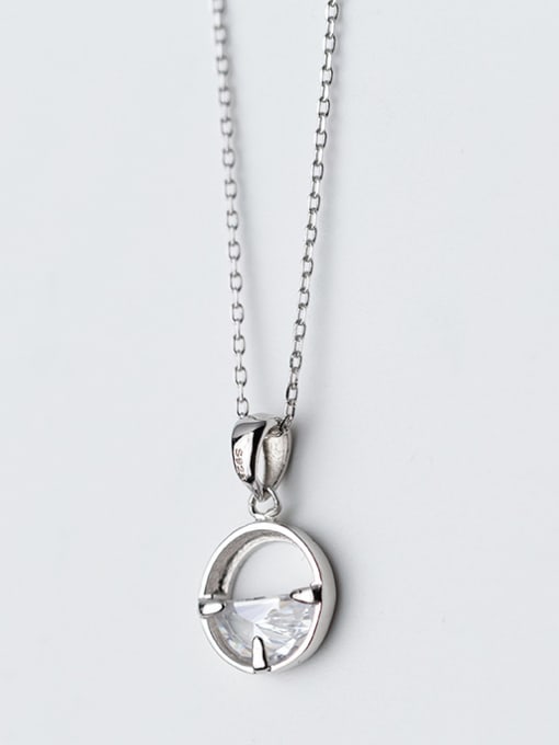 Rosh Elegant Round Shaped Rhinestones S925 Silver Necklace