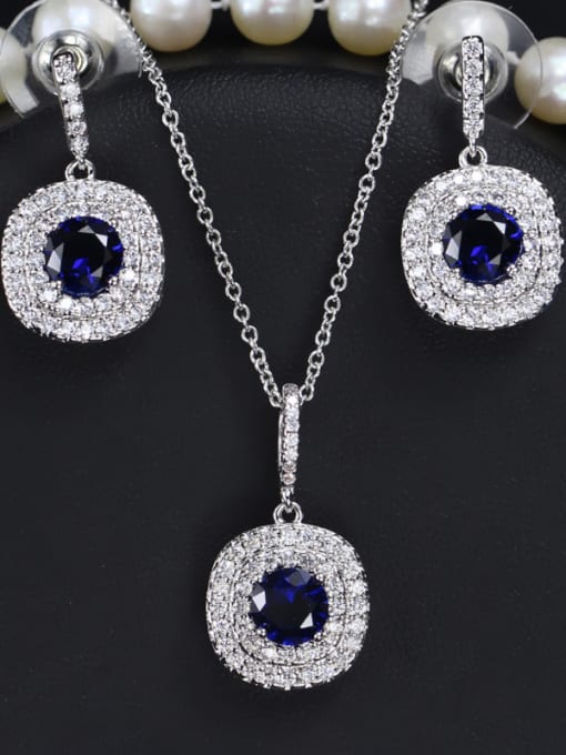 Blue Color Crystal Fashion Jewelry Set