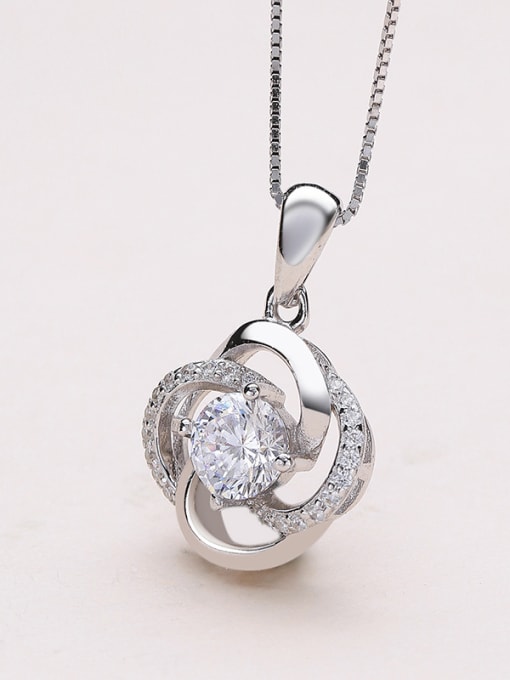 One Silver Trendy Flower Pendant