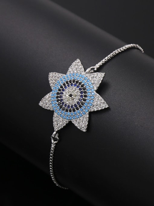 Silvery Sun Flower Adjustable Bracelet
