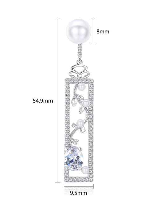 BLING SU Europe and America fashion long creative AAA zircon pearl new Earrings 4