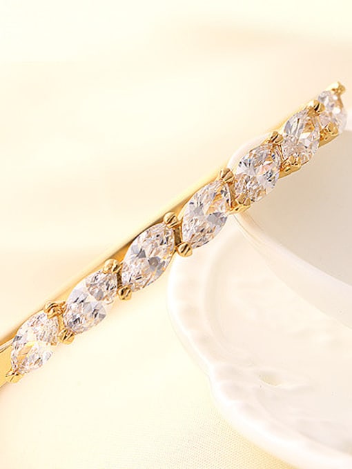 XP Copper Alloy 18K Gold Plated Fashion Marquise Zircon Bangle 1