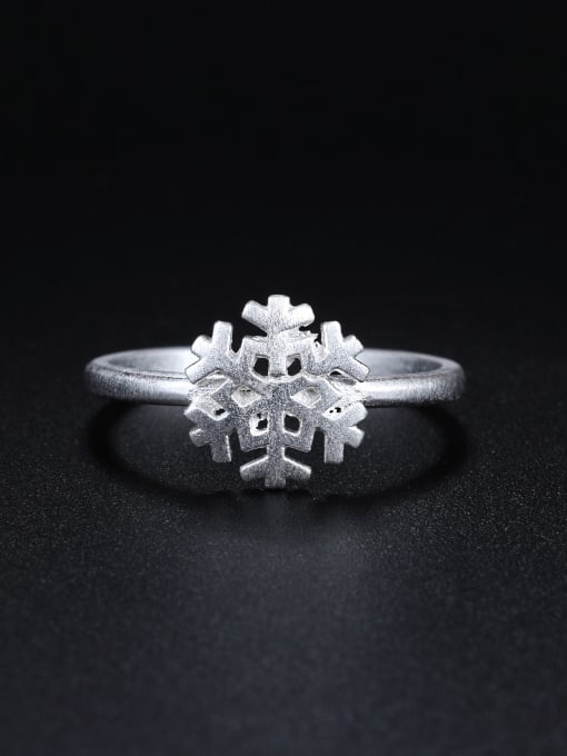 ZK 925 Sterling Silver Simple Snowflake Opening Ring 1