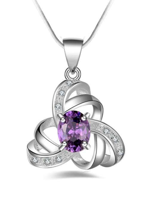 Purple Fashion Cubic Zirconias Copper Necklace