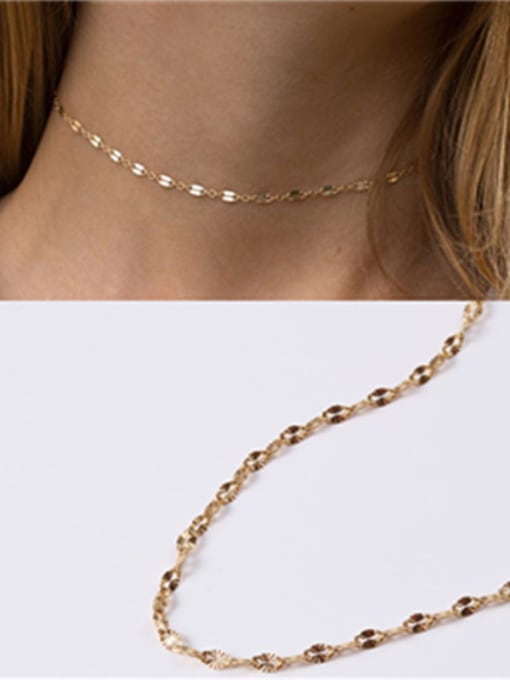 GROSE Titanium With Gold Plated Simplistic Short clavicle Necklaces 0
