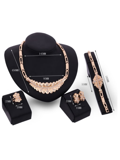 BESTIE 2018 2018 2018 Alloy Imitation-gold Plated Fashion Rhinestones Four Pieces Jewelry Set 2