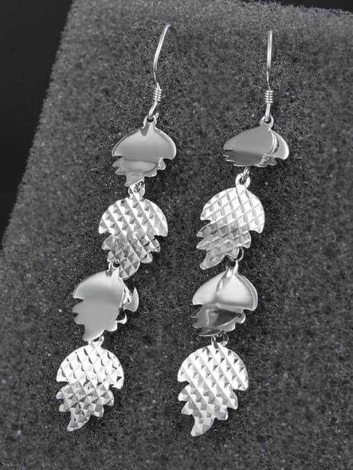 SANTIAGO Simple Little Leaves 925 Sterling Silver Drop Earrings 1