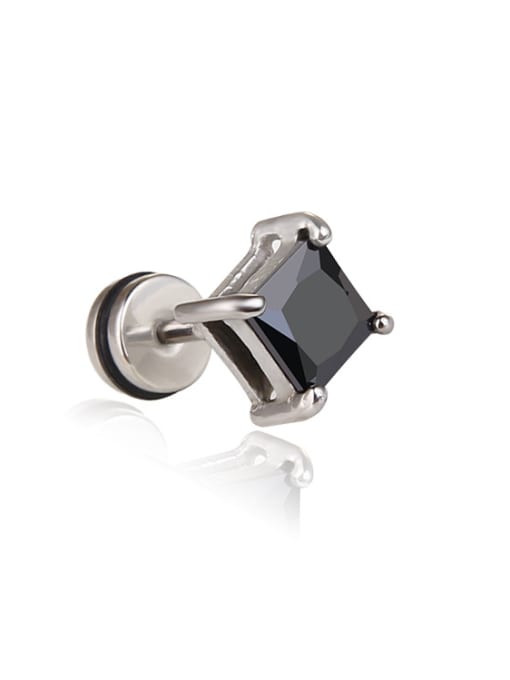 black Stainless Steel With Fashion Square Stud Earrings