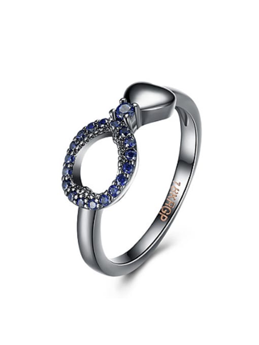 OUXI Fashion Zircon Women Gun Color Plated Ring