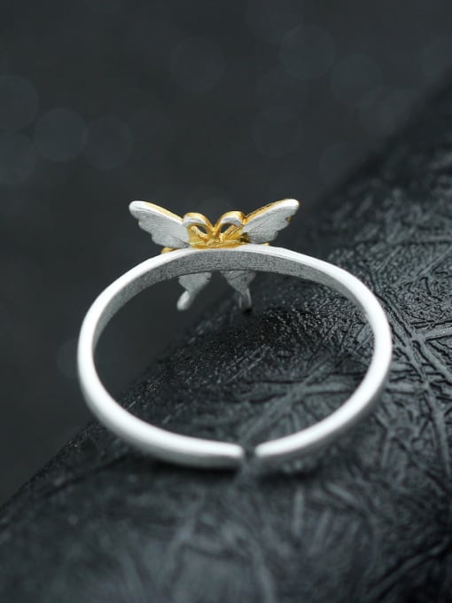 kwan Fashion All-match Gold Butterfly Silver Opening Ring 2