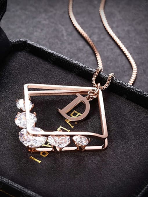 JINDING Titanium Steel Rose Gold Zircon Fashion Necklace 1