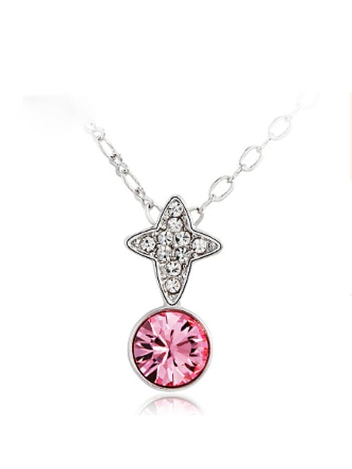 OUXI Fashion Round Austria Crystal Star Necklace