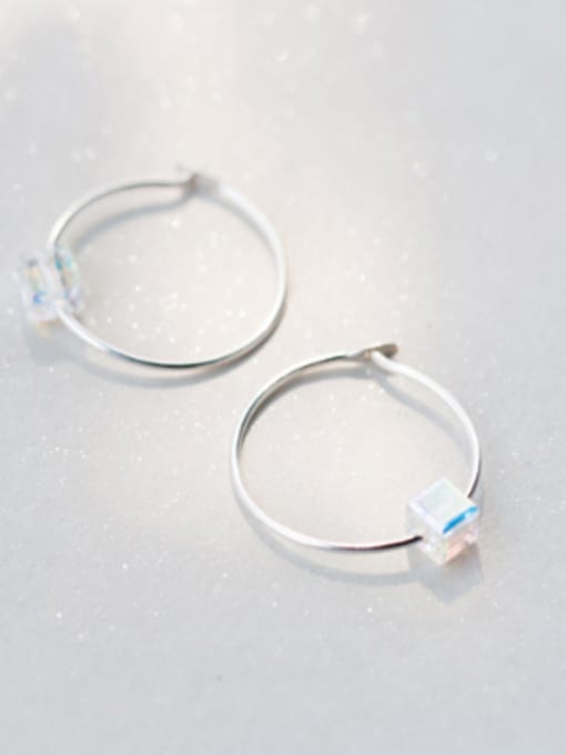 Rosh S925 silver sweet sugar round hoop earring  simplicity and individuality 0