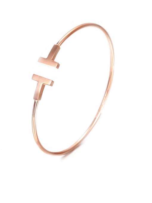 Rose Gold Fashion Letters Stainless Steel Bracelet