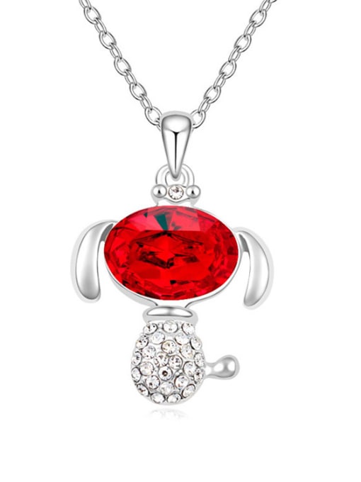red Personalized austrian Crystals-covered Zodiac Dog Alloy Necklace