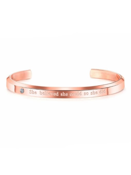 Open Sky Stainless Steel With Rose Gold Plated Simplistic Monogrammed Bangles 0