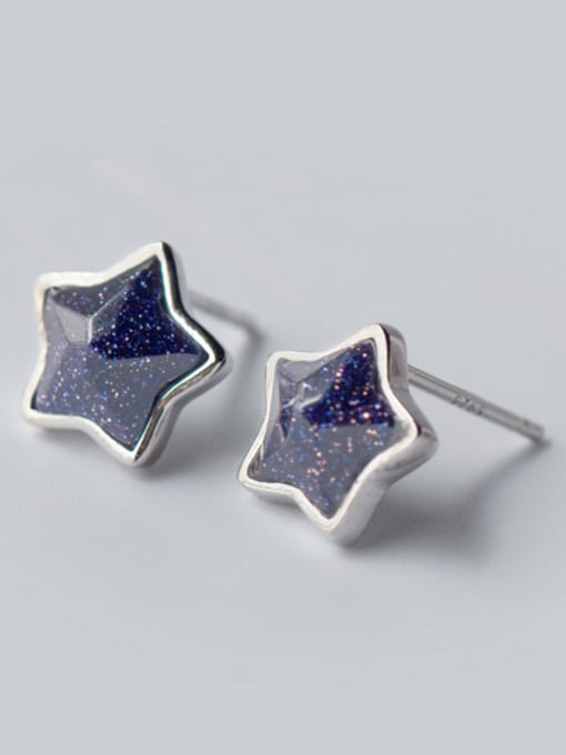 Rosh S925 silver purple agate stars stud earrrings 0