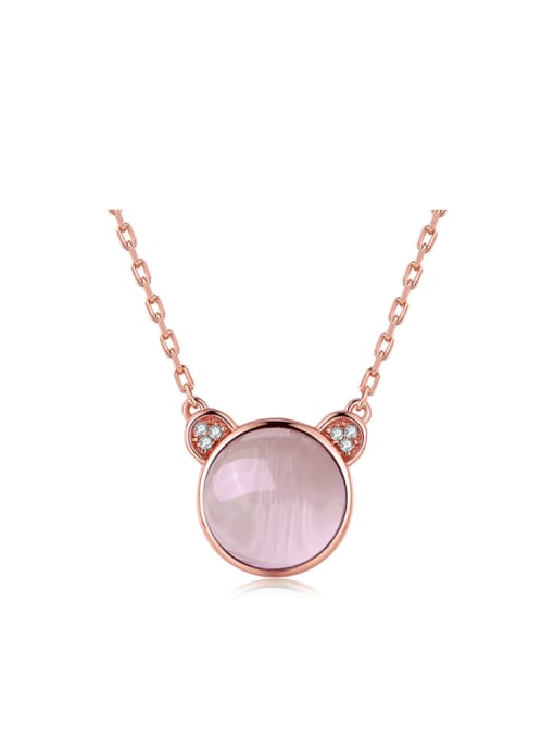 ZK Lovely Bear-shape Pink Crystal Women Necklace 0