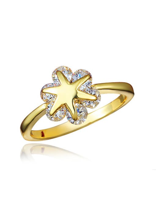 SANTIAGO Exquisite 18K Gold Plated Star Shaped Zircon Ring 0