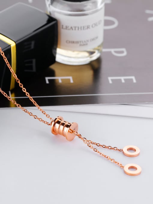 Open Sky Fashion Geometrical Rose Gold Plated Titanium Necklace 2