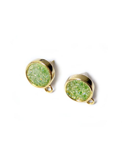 Green Simple Natural Crystal Round Stud Earrings