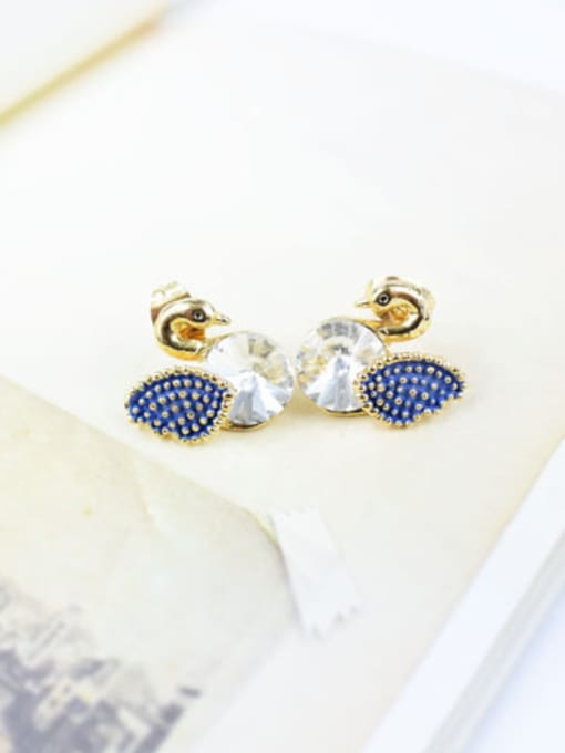 blue Women Exquisite Swan Shaped Zircon Earrings