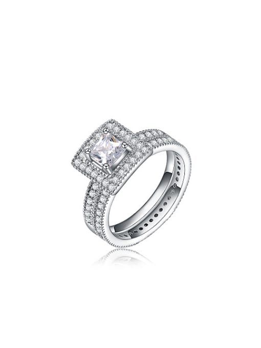 Ronaldo Creative Square Shaped AAA Zircon Set Ring 0