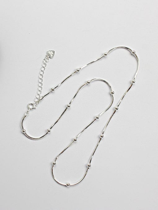DAKA Simple Tiny Beads Silver Women Necklace 0