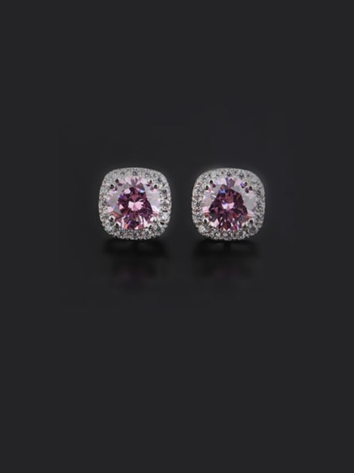 Pink Europe and America Jewelry  AAA Classic Pink Zircon stud Earring