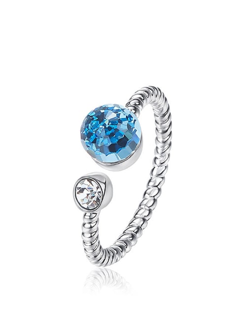 CEIDAI Fashion Blue austrian Crystal 925 Silver Opening Ring 0