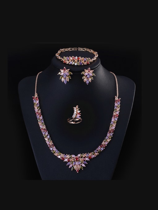L.WIN colorful Zircon Two Pieces Jewelry Set 3