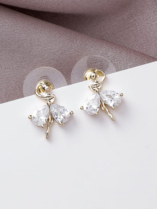 A gold Alloy With Gold Plated Simplistic Angel Stud Earrings