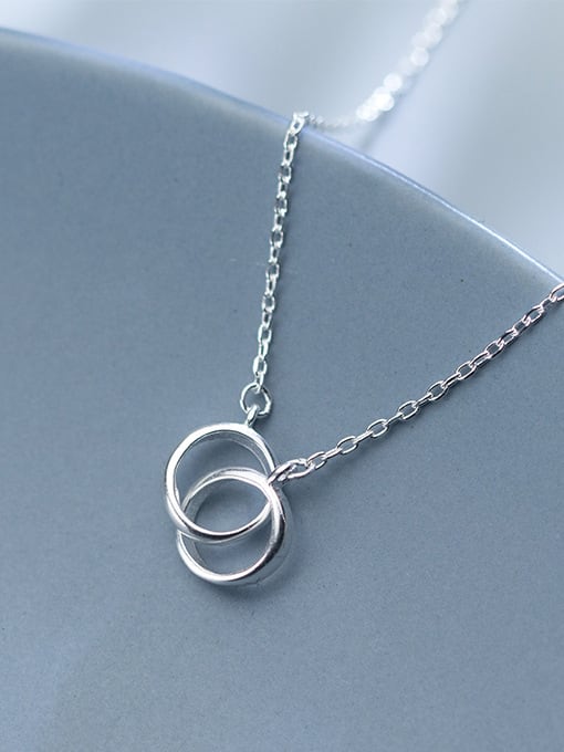 Rosh Temperament Double Round Shaped S925 Silver Necklace 0