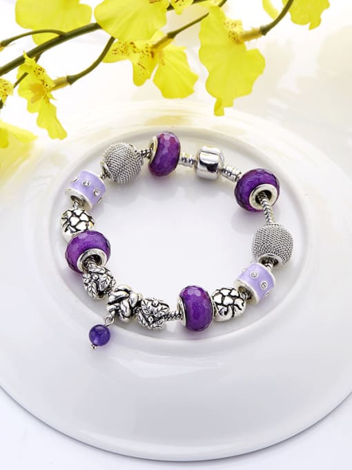 Silvery Purple AAA Rhinestones Handmade Bracelet