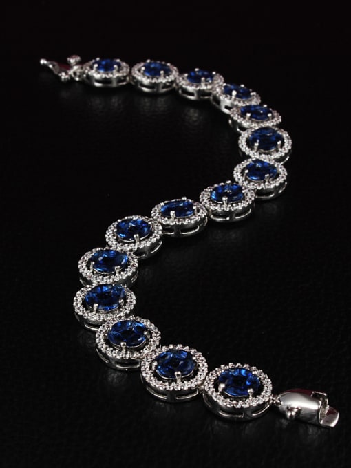 SANTIAGO High Quality 18k Platinum Plated Blue Zircon Bracelet 1