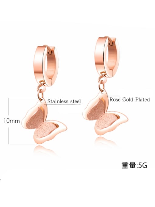 Open Sky Stainless Steel With Rose Gold Plated Cute frosted Butterfly Stud Earrings 2