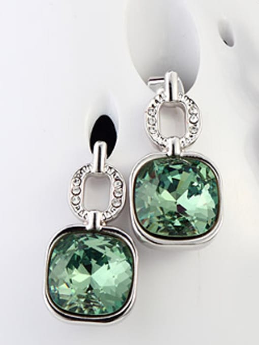 OUXI Square Green Austria Crystal Stud Earrings 1