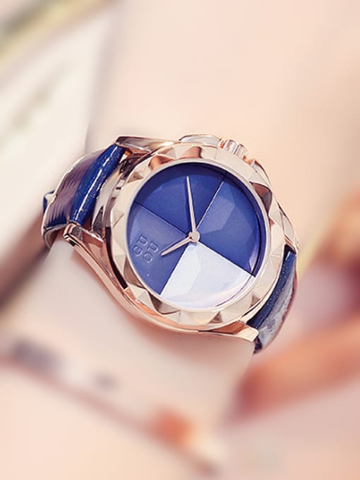 Blue GUOU Brand Simple Numberless Mechanical Watch