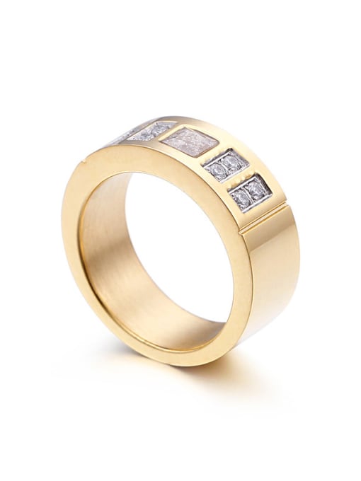 Ginger Stainless Steel With Gold Plated Trendy Square Multistone Rings
