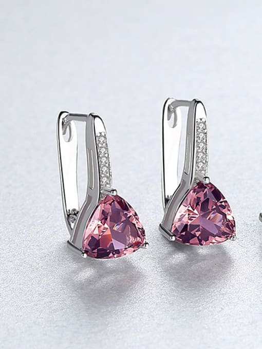 CCUI 925 Sterling Silver With Silver Plated Fashion Triangle Stud Earrings 3