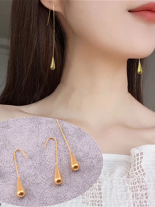 GROSE Titanium With Gold Plated Simplistic Water Drop Hook Earrings 0