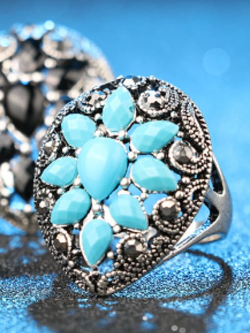 Gujin Retro style Resin stones Cubic Rhinestones Alloy Ring 2