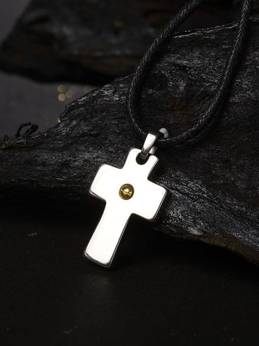 Ronaldo Delicate Cross Shaped Artificial Leather Necklace 2