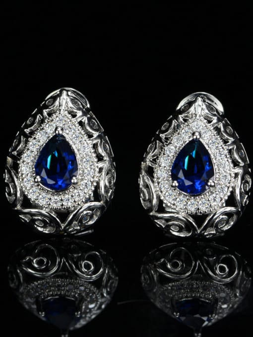 dark Blue Retro Water Drop Stud Cluster earring