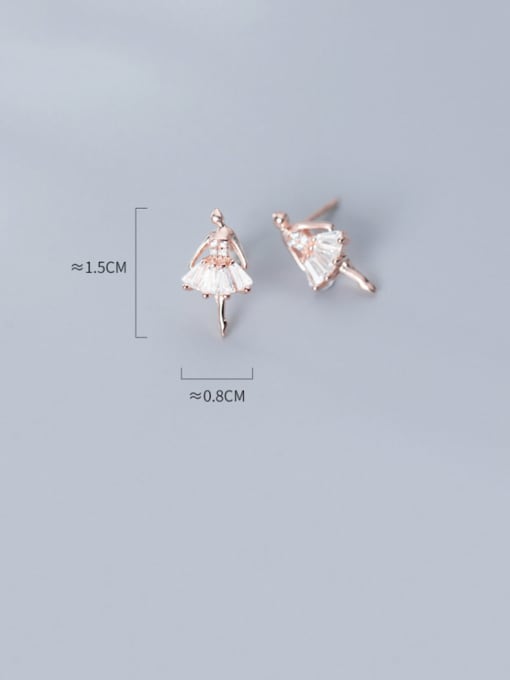Rosh 925 Sterling Silver With Rose Gold Plated Cute Angel Stud Earrings 3