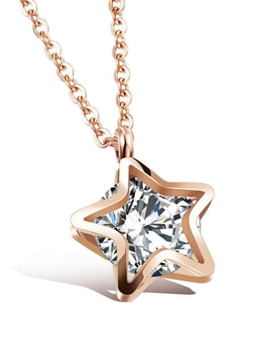 Open Sky Stainless Steel With Rose Gold Plated Fashion Star Necklaces