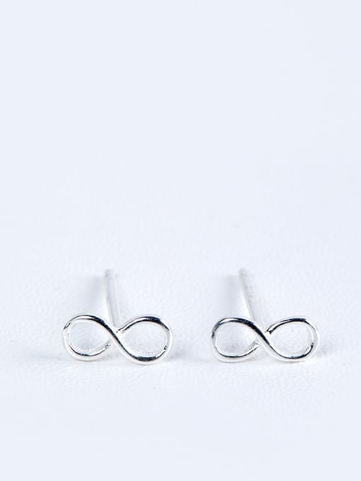 SILVER MI Tiny Number Eight shaped 925 Silver Stud Earrings