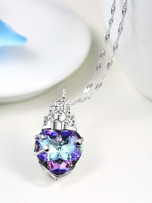 Purple S925 Silver Castle Shaped Necklace